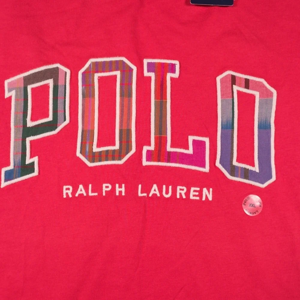 NWT Polo Ralph Lauren Jersey T-Shirt Mens 2XL Red Madras Patchwork Classic Fit
